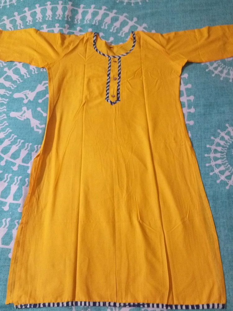 Yellow Cotton Kurti