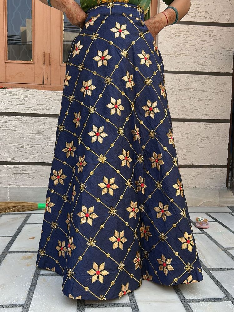 Designer Navy Blue Ethnic Skirt with blaus
