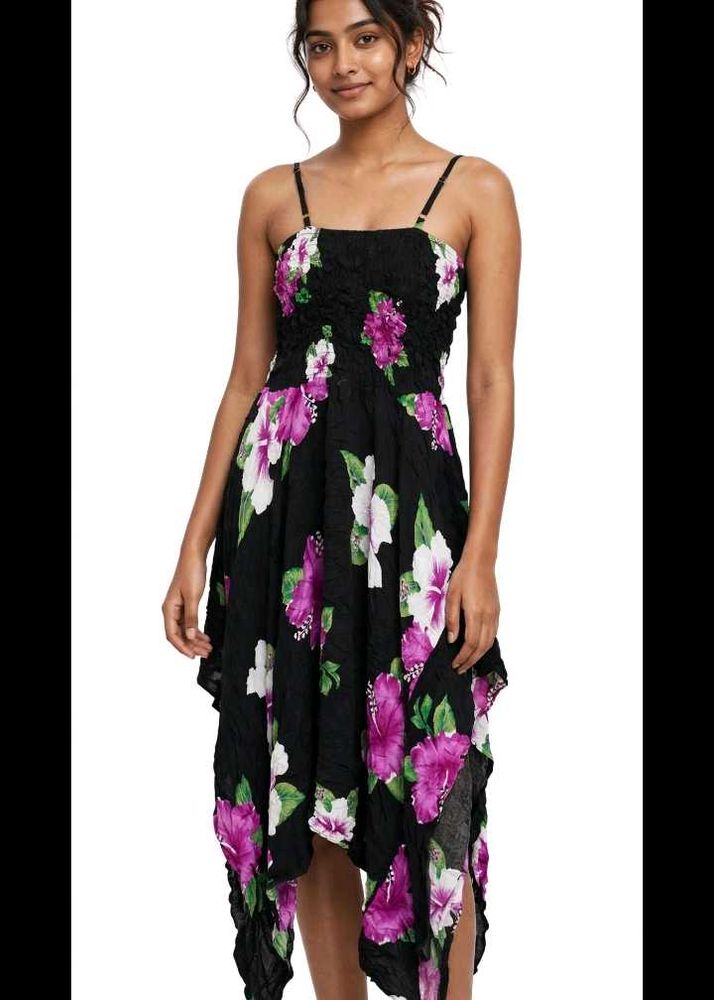 Bohemian Floral Print Midi Dress