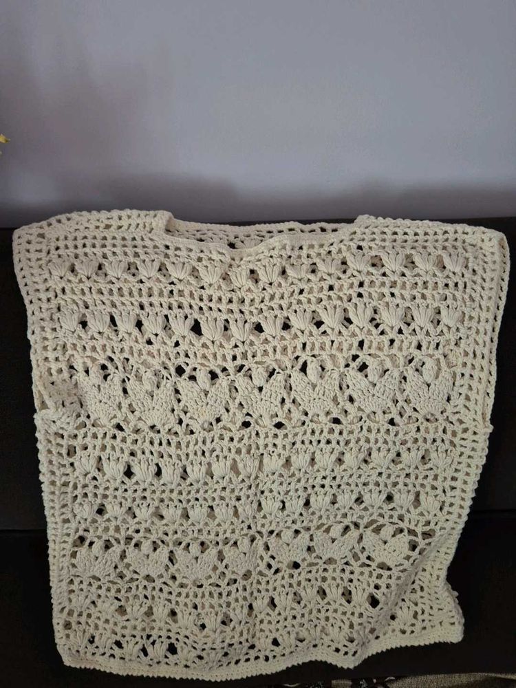 Cream Crochet Sleeveless Top