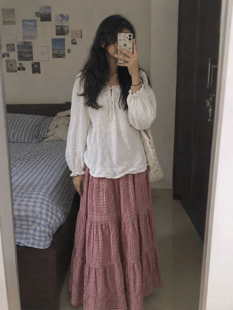 combo🔥Chic Tiered Skirt &amp; Puff Sleeve Top Set