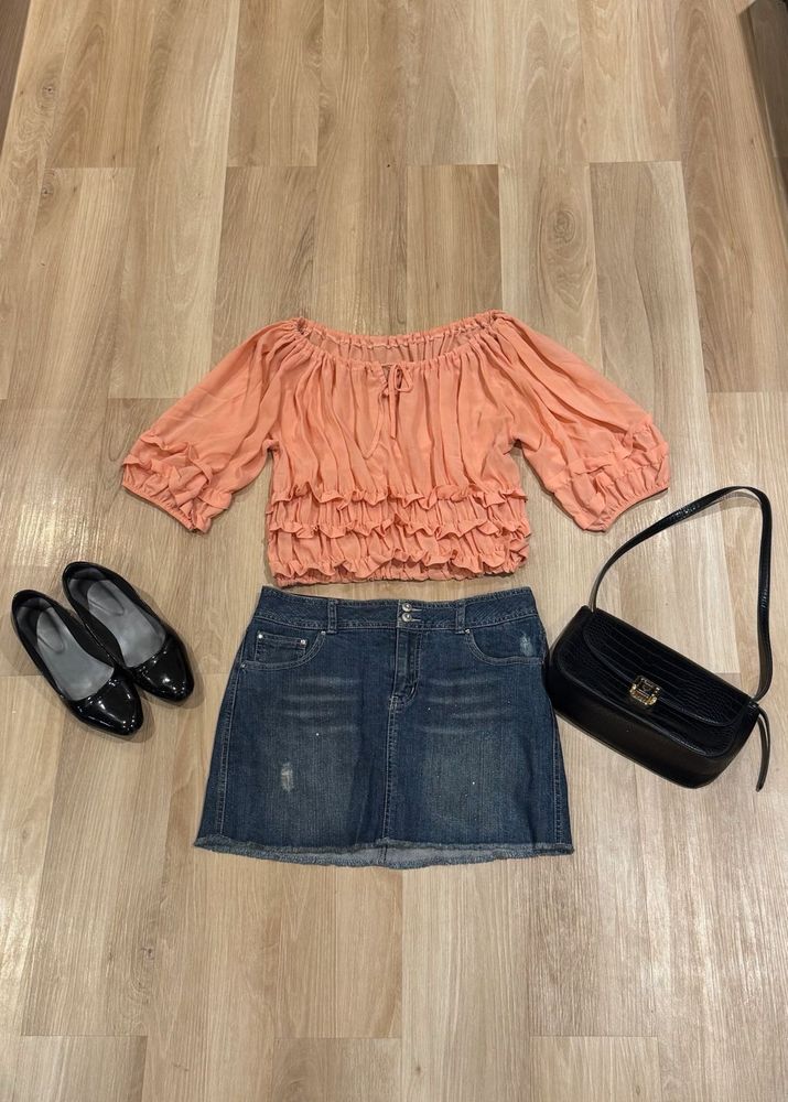Sheer Peach Boho Top