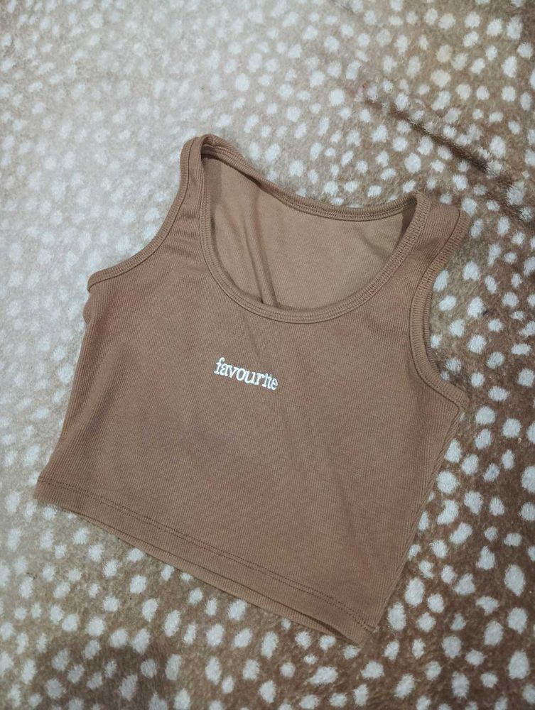 Brown Y2k Crop Tank Top