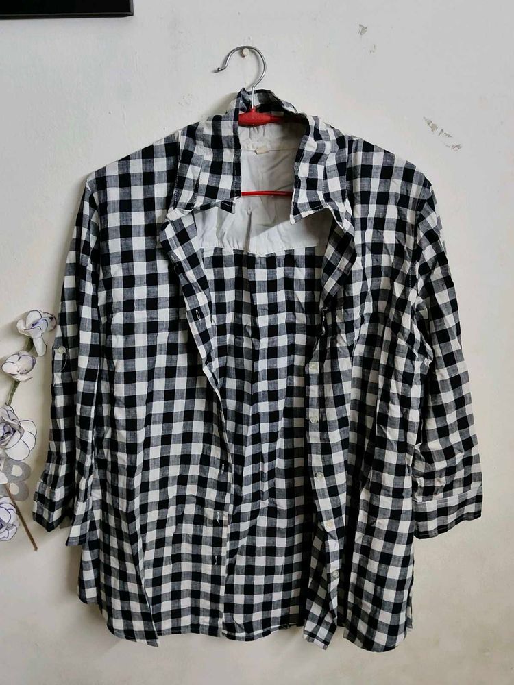 Checked Button-Up Shirt