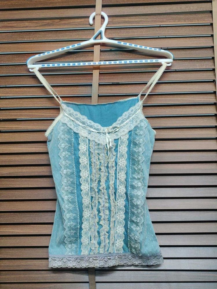 Vintage Y2K Blue Lace Camisole Top