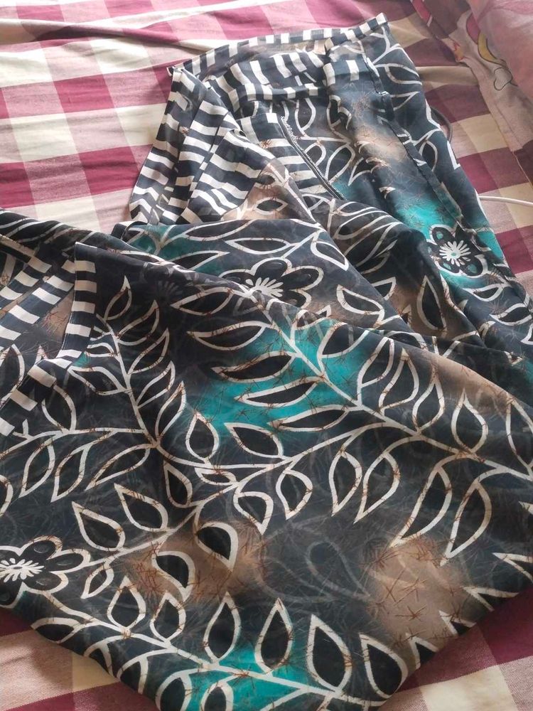 Floral Print black georgette saree