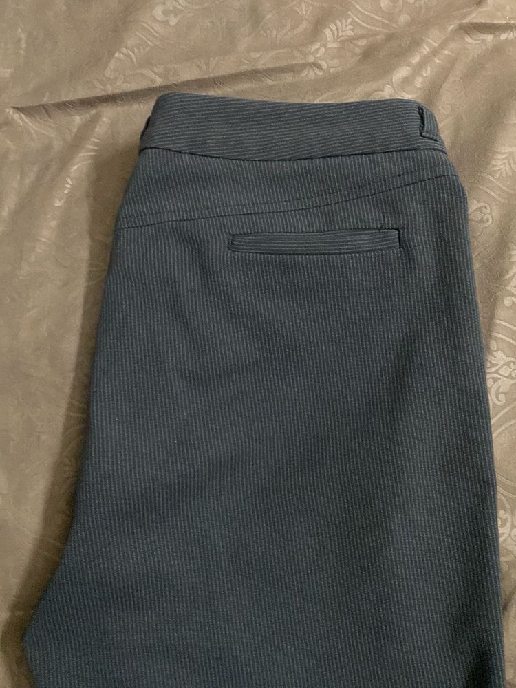 dark grey striped trousers