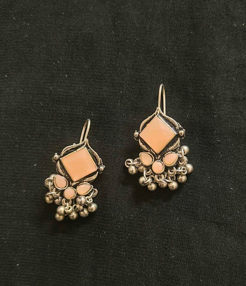 Stylish Peach Stone Earrings