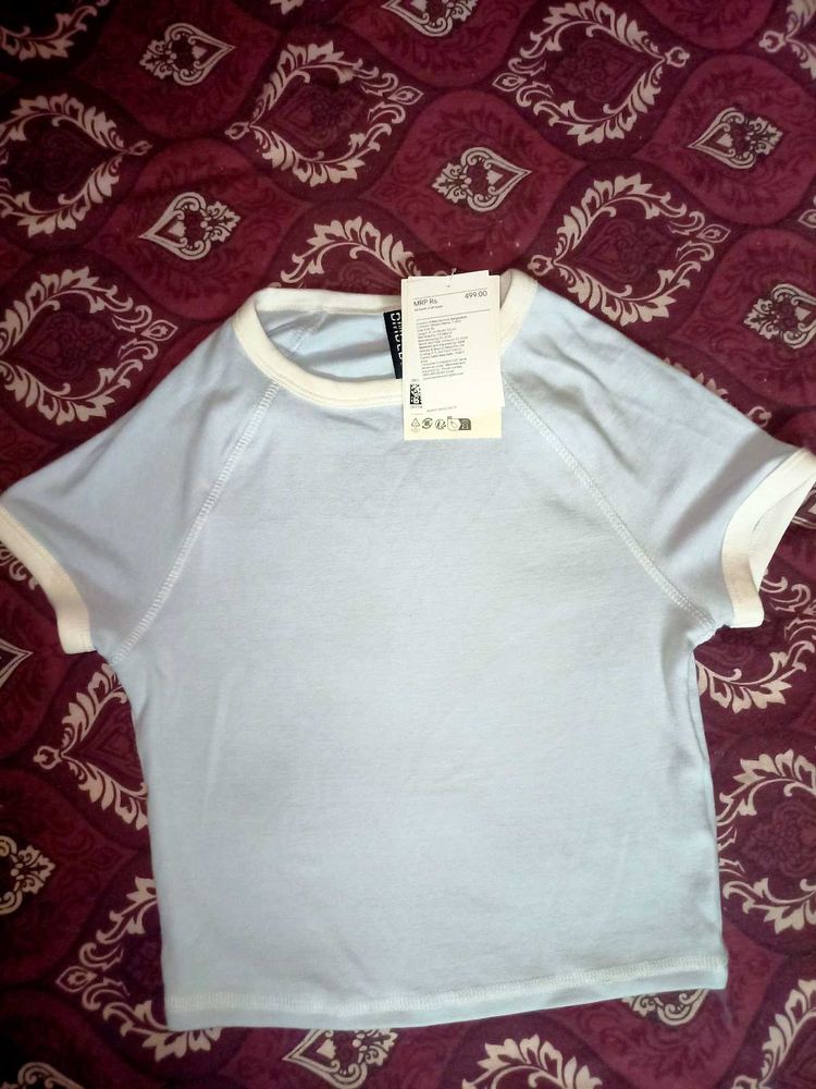 cute powder blue fitted top