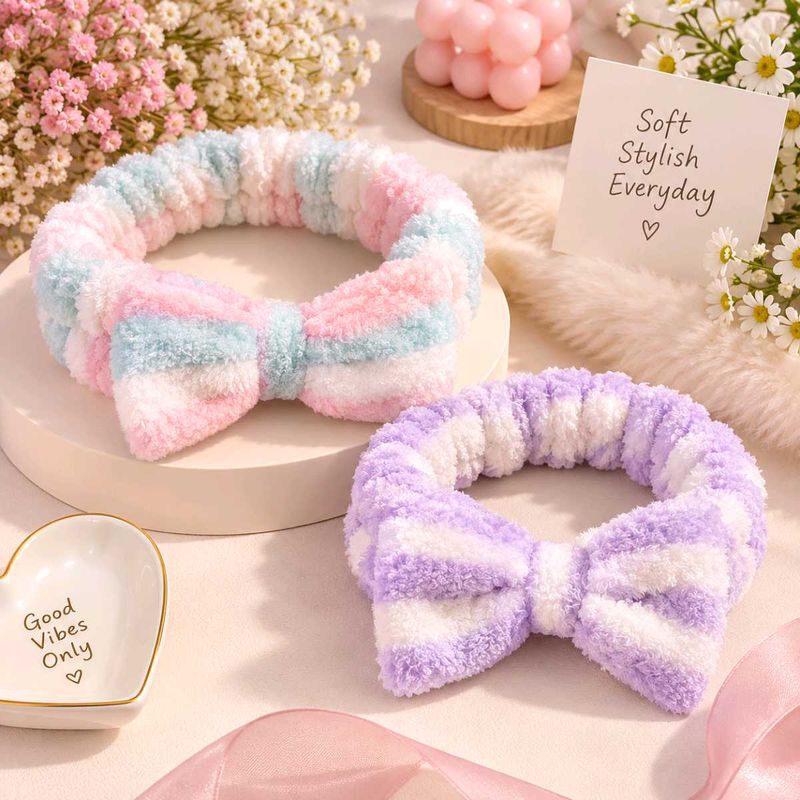 Fluffy Bow Headbands - Set of 2