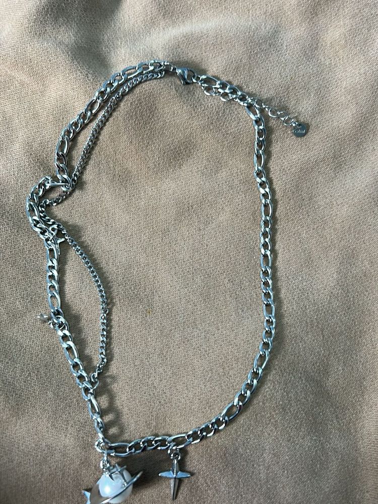 Unique Planet &amp; Cross Charm Necklace