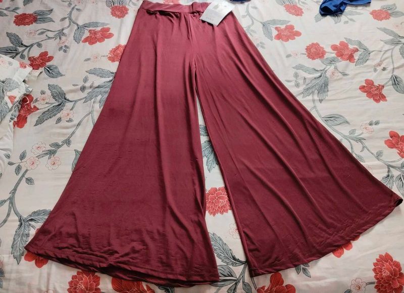 Bluetex Lycra Palazzo Pants in Maroon