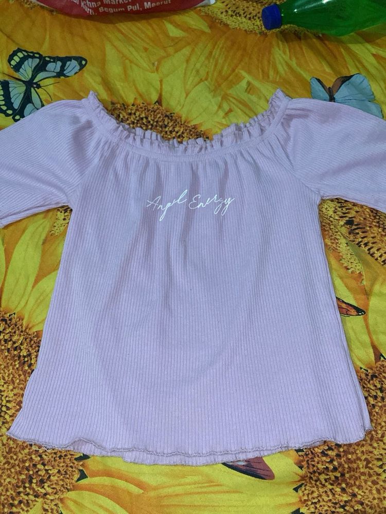 Cute Off-Shoulder "Angel Energy" Top