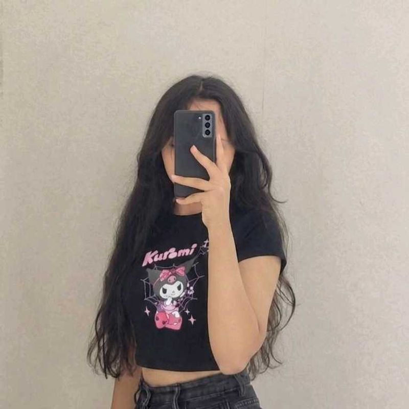 Cute Kuromi Graphic Crop Top