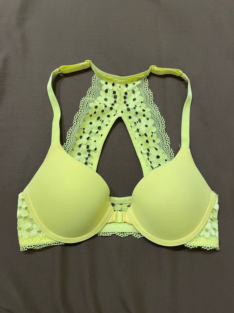 Yellow Lace Back Bra