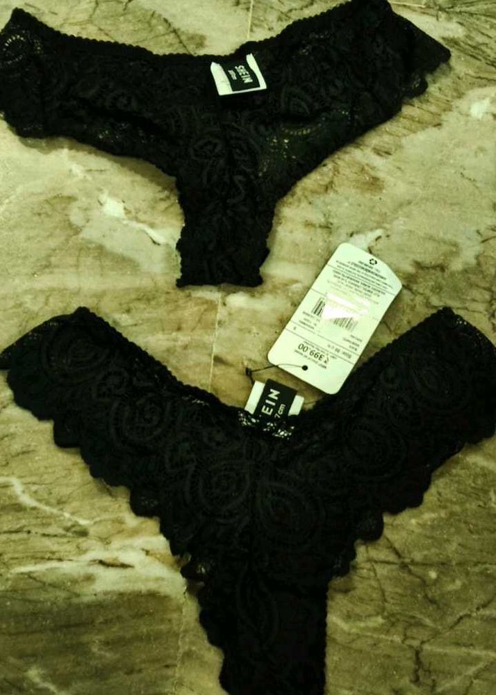 SHEIN Black Lace Thong Panty set of 2