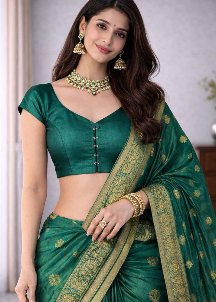Elegant Green Readymade Saree Blouse
