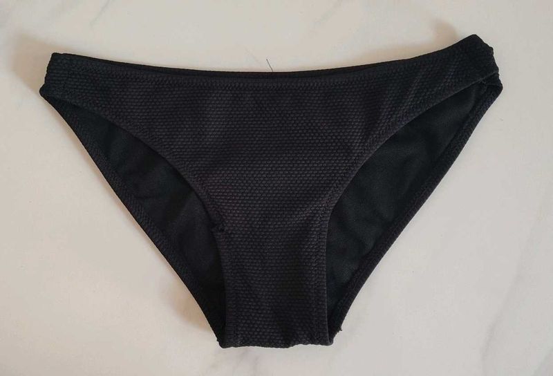 Black Textured Bikini Bottom