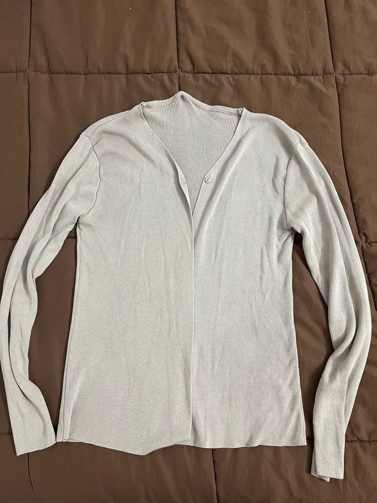 Beige Casual Knit Cardigan