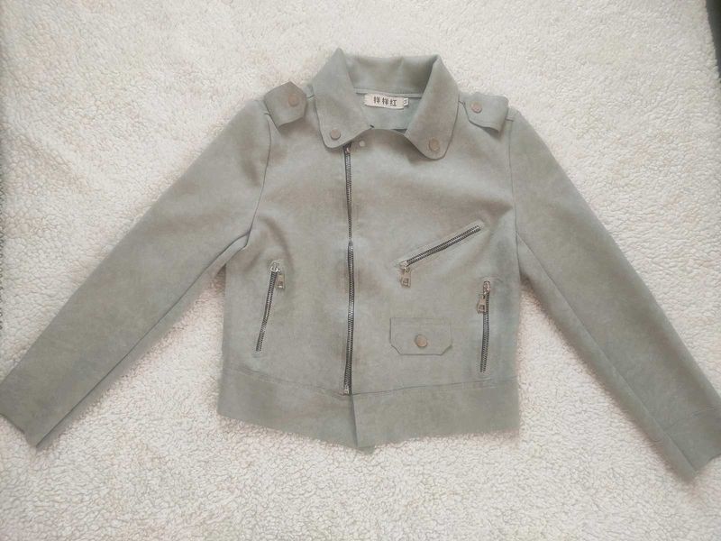 Sage green faux Suede Jacket