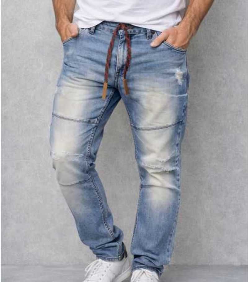 Distressed Light Wash Denim Jeans/Joggers