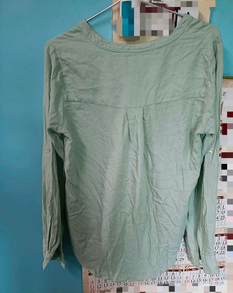 Sage Green Button-Up Utility Shirt