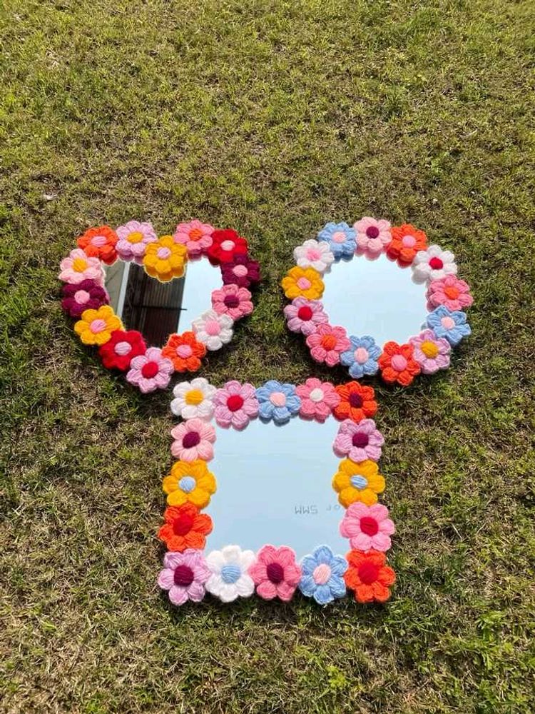 Crocheted Flower Mirrors