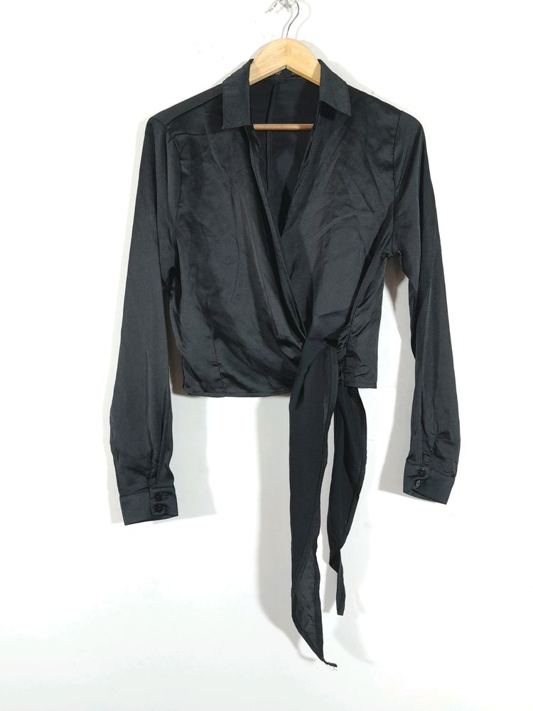 Black Western Wrap Top(women's)