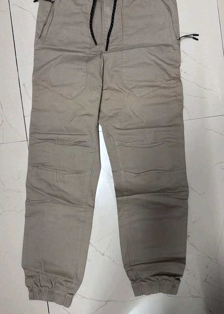 Men's Beige Cargo Joggers