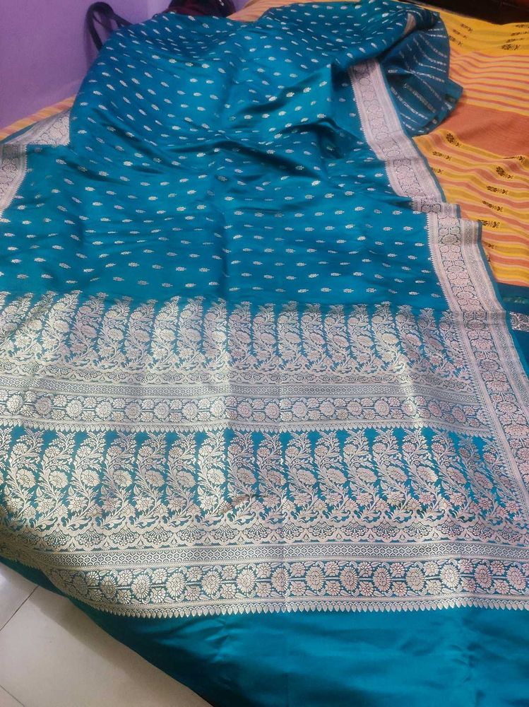 Beautiful Teal Banarasi Silk Saree