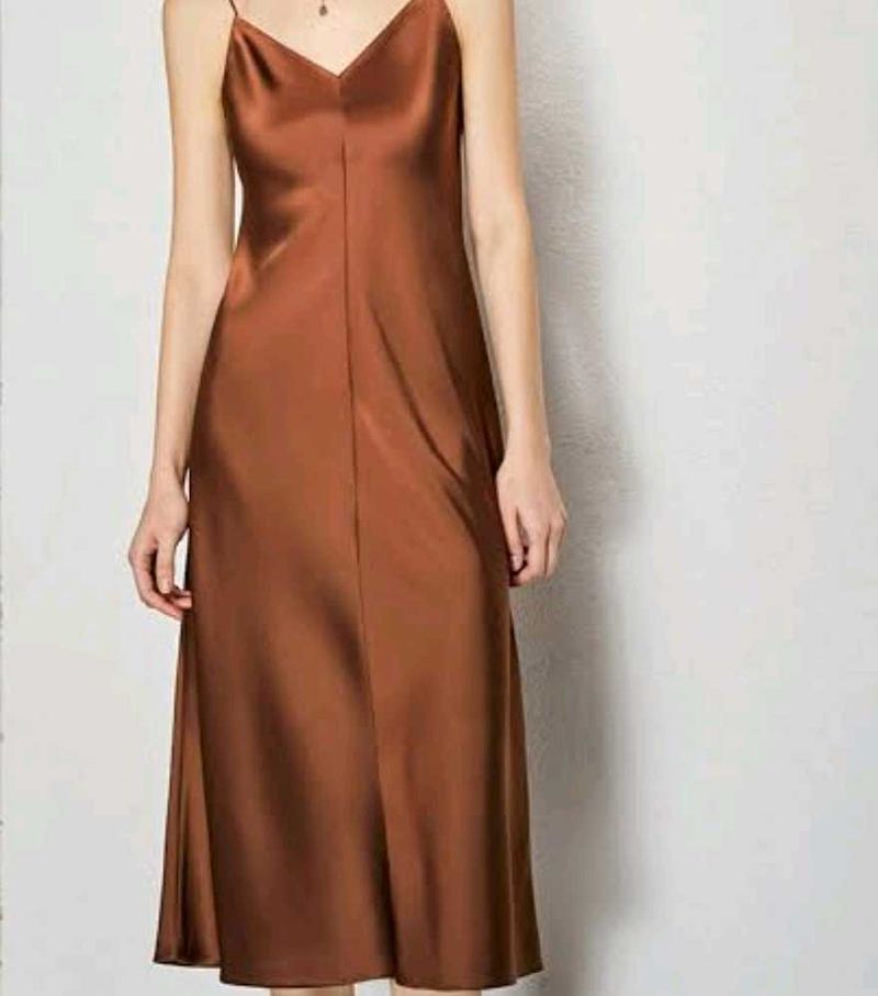 XXL size, Elegant Brown Slip Dress