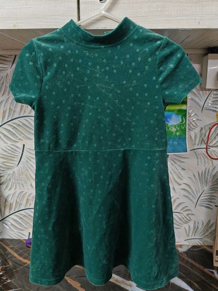 Green Velvet Polka Dot frock