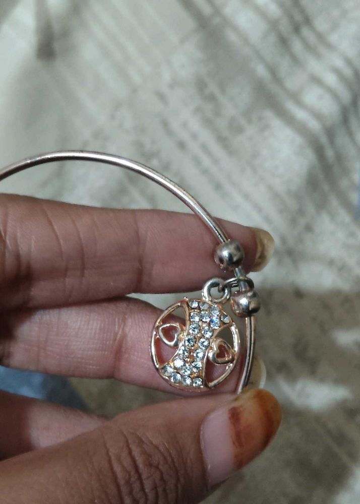 Charming Bangle Bracelet with Crystal Charm