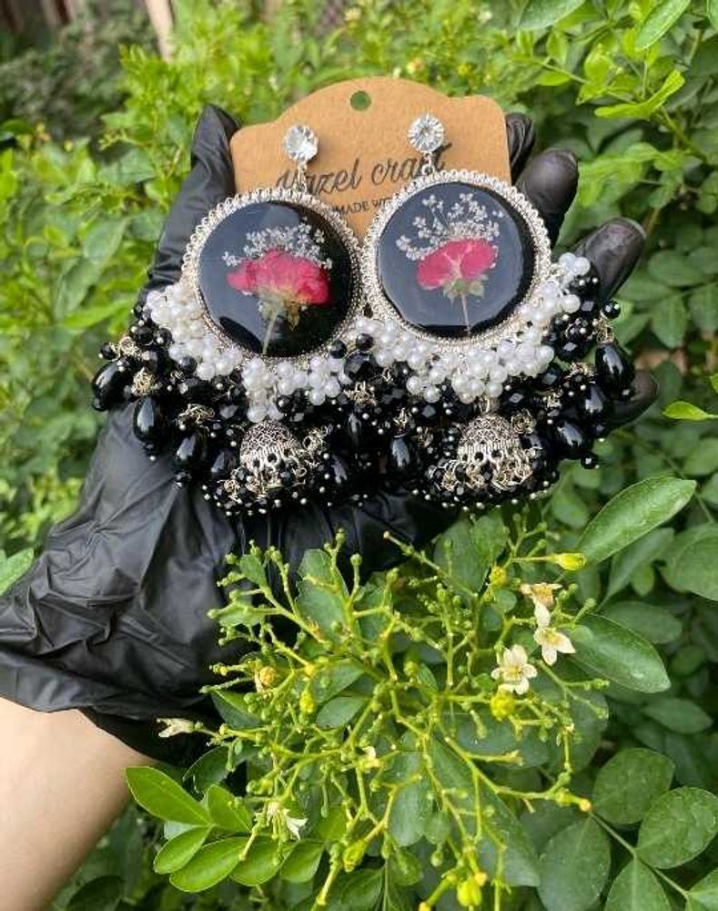 black lover resin Jhumka Earrings