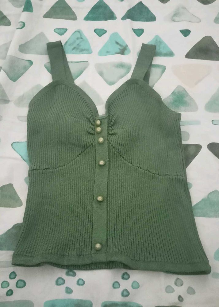 Ribbed Button-Up Tank Top