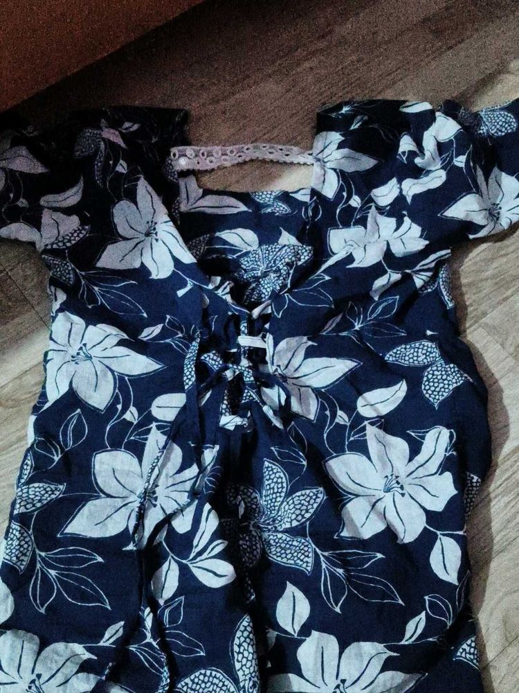 back design corset Stylish Navy Floral Kurti