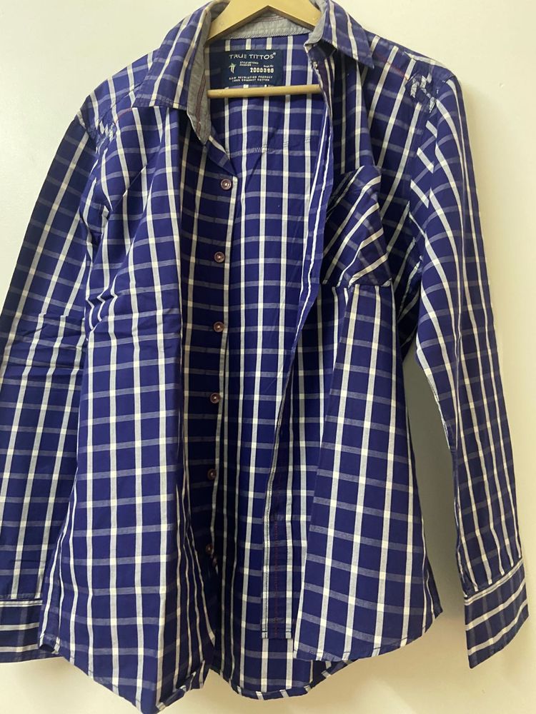 Blue Plaid Button-Down Shirt