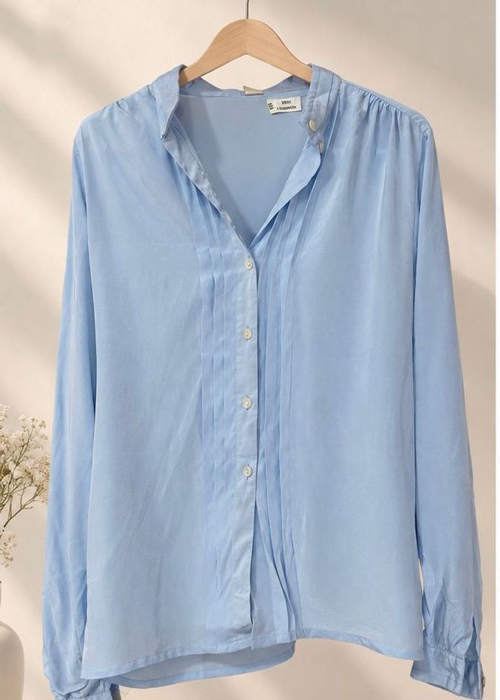 Light Blue Button-Up Blouse
