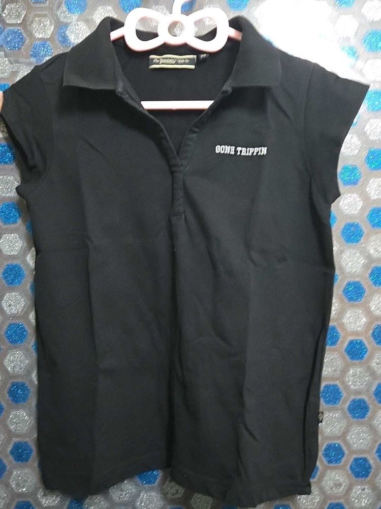 Black "Gone Trippin'" Polo T-Shirt
