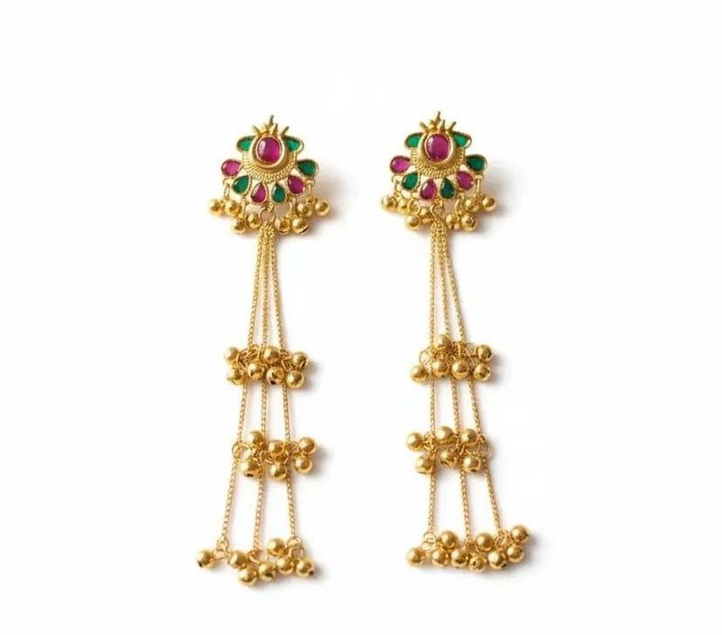 Elegant Gold Drop Earrings with Stones