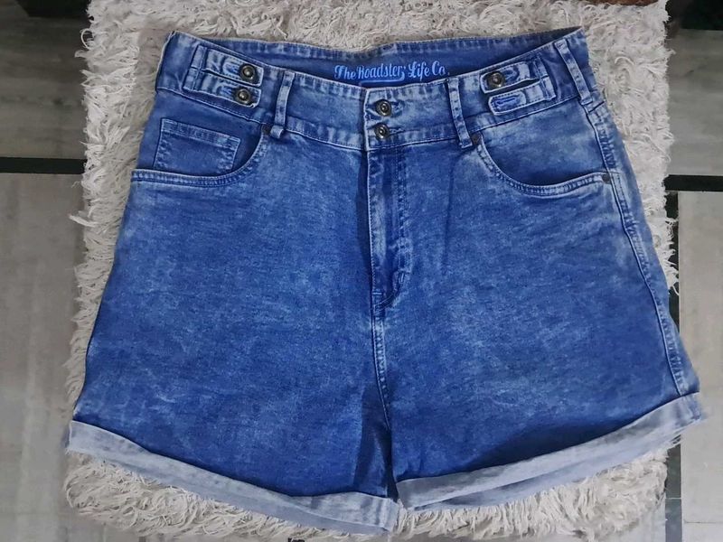 Womens Acid Wash Denim Shorts