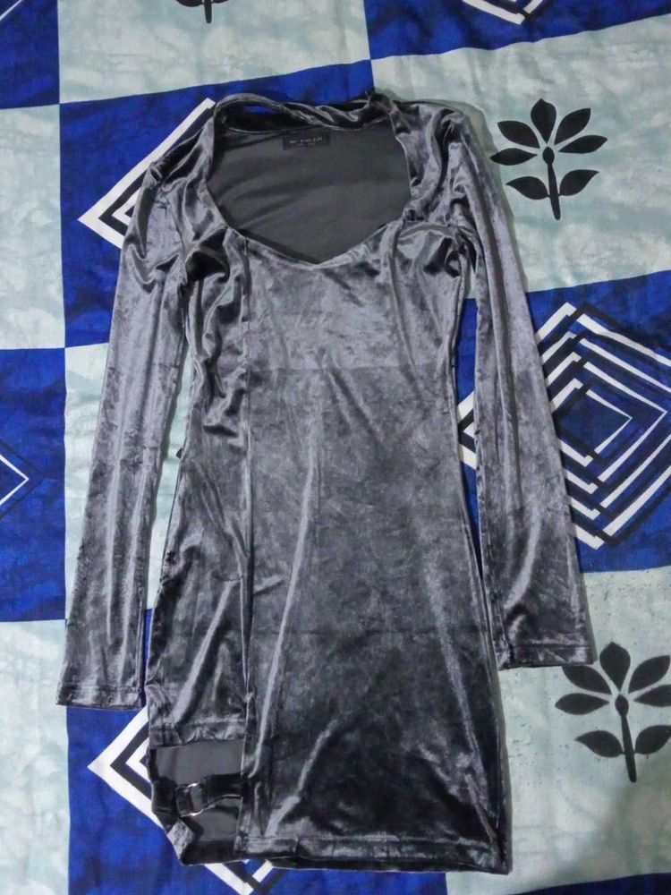 Velvet Long Sleeve Mini Dress