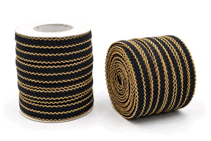 Black and Gold Woven Trim Ribbon