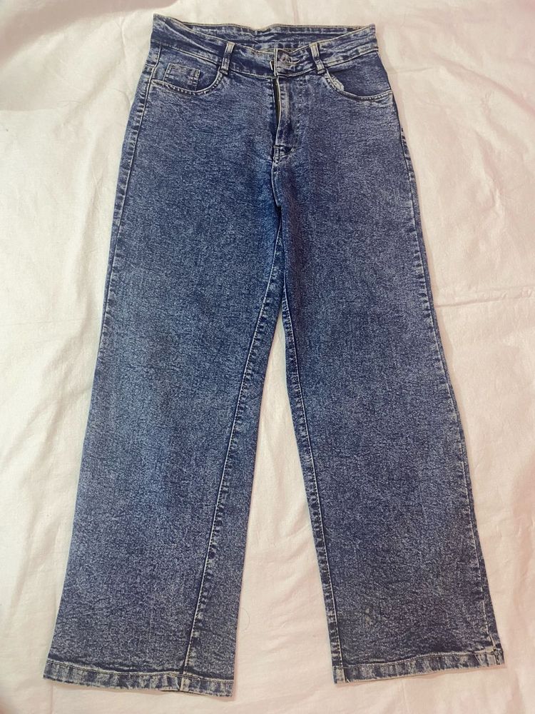 Acid Wash Wide Leg Jeans