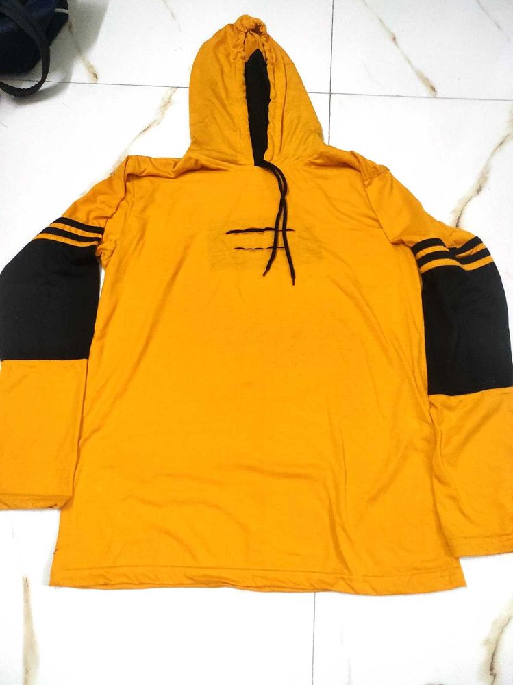 Yellow &amp; Black Color Block Hoodie