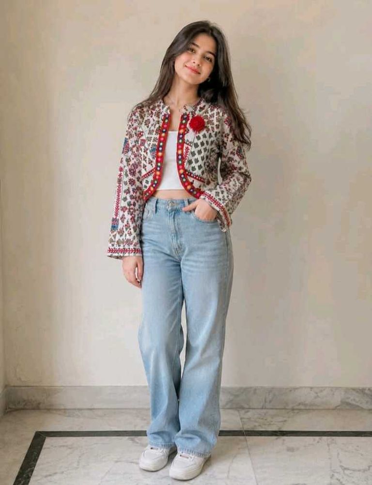 Boho Embroidered Jacket Style Blouse