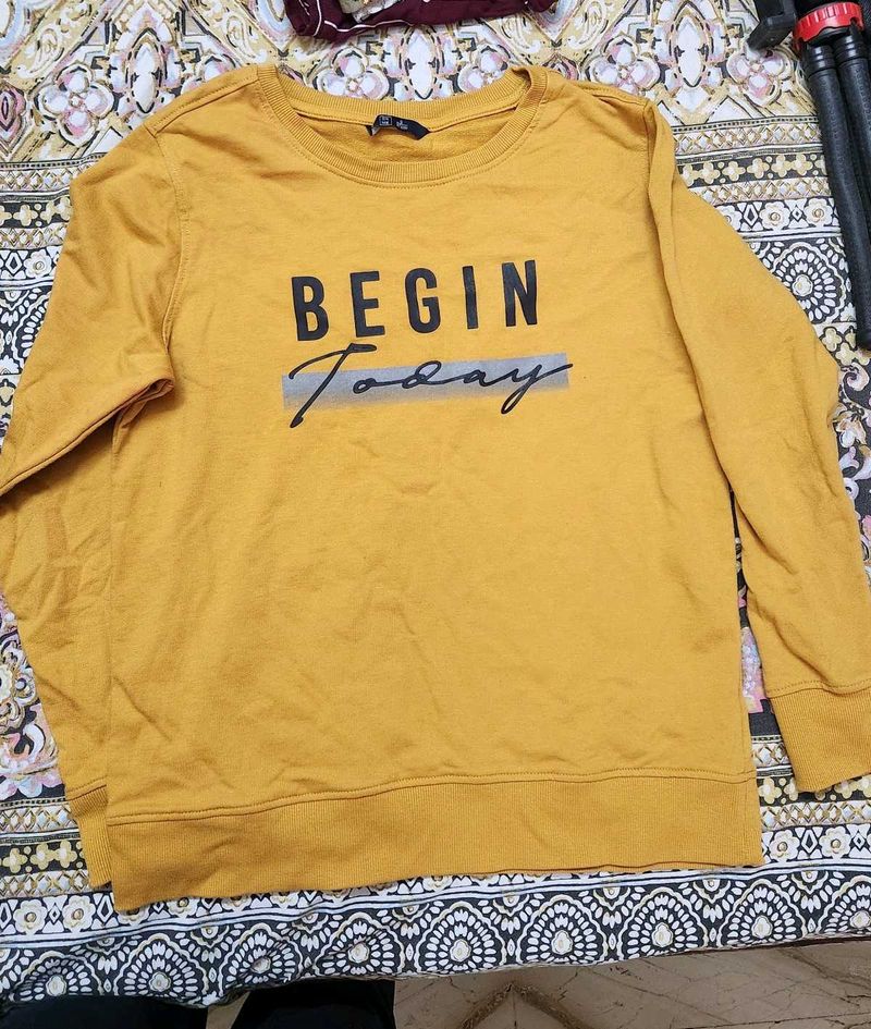 Mustard Yellow "Begin Today" Graphic Sweatshirt