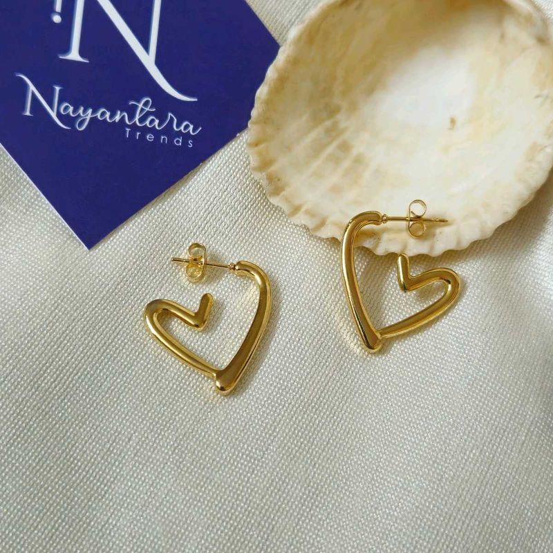Anti-tarnish Heart Hoops