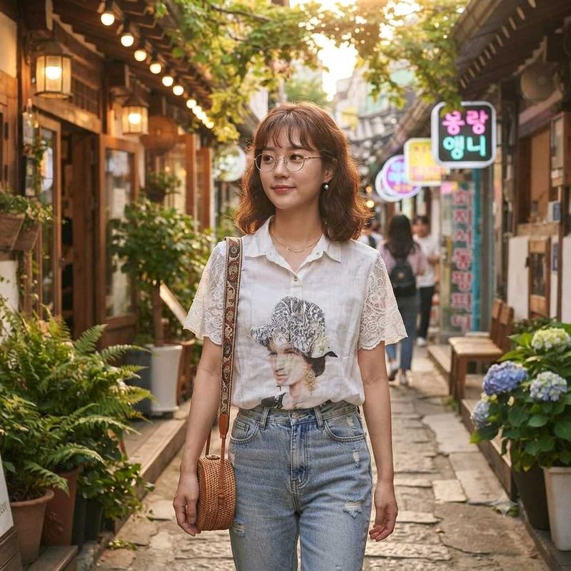 Stylish White Vintage Portrait Lace Top