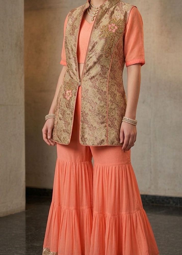 Designer Ethnic Jacket &amp; Sharara Set